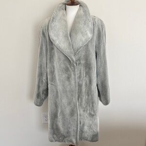 Le Coat by Tissavel Vintage Elegant Gray Faux Fur Coat Large